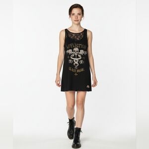 Affliction Black and Gold Mini Dress